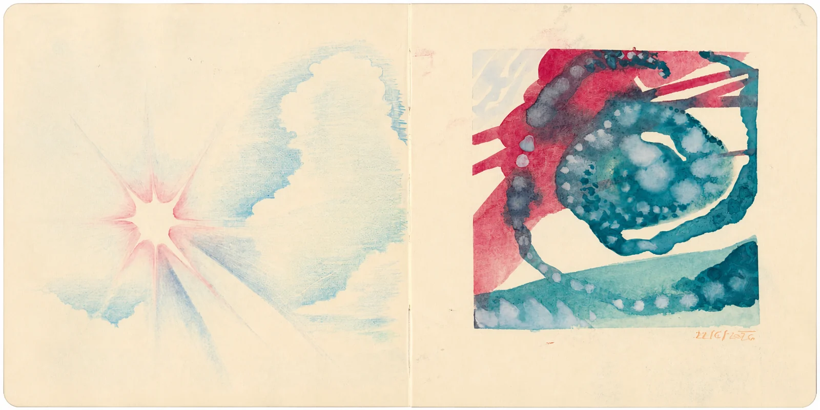 Two expressive colour studies from Alja’s sketchbook, one soft and flowing, the other bold and layered.